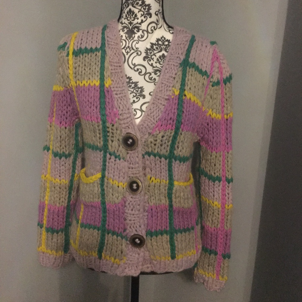Natasha Zinko Hand Knit Lavender Plaid Cardigan S - Picture 5 of 8